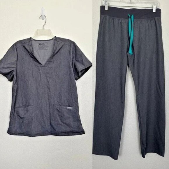 FIGS Livingston Casma Scrub Set Graphite Gray V-Neck Women's Medium - Picture 1 of 9